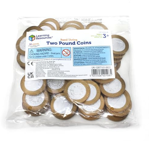 Learning Resources Two Pound Coins, Set of 50