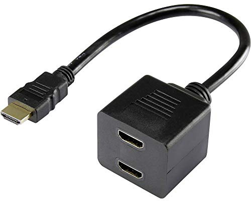 Renkforce RF-4212177 HDMI Y-Adapter [1x HDMI-Stecker - 2X HDMI-Buchse] Schwarz vergoldete Steckkontakte 20.00 cm