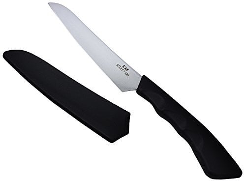 KAI Select Couteau à Fruits avec gaine en plastique et manche en plastique - acier inoxydable SUS420J2 - longueur de la lame 12 cm - couteau utilitaire couteau à fruits couteau d'office