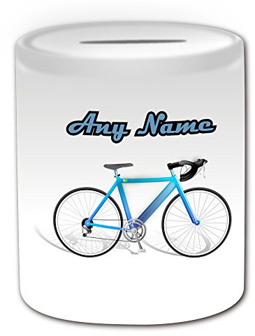 UniGift Personalisierte Geschenk - Road Fahrrad Spardose (Sport Design Thema, weiß) - Alle Nachricht/Name auf Ihre einzigartige - Fahrrad Touring Racing, Reiten Bike