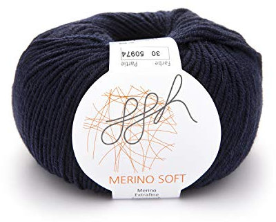 ggh Merino Soft - 100% Schurwolle (Merinowolle - Superwash) - 50g Wolle zum Stricken oder Häkeln/Farbe 030 - Marine