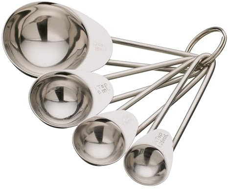 KitchenCraft Stainless Steel Measuring Spoons (4-Piece Set), Silver