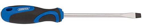 Draper 48924 Plain Slot Screwdriver with Soft Grip Handle, 8.0mm x 150mm , Blue