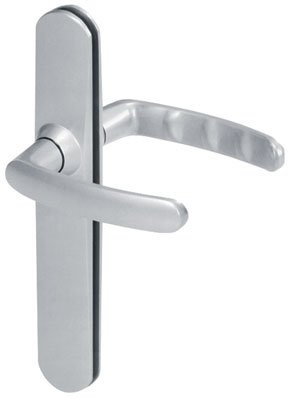 Vachette Türgriff-Set auf großer Platte, Slim, Version Verurteilung, für Badezimmer, Toilette, Lochabstand 195 mm, einfaches Anbringungssystem, Zamak, widerstandsfähig, satiniertes Chrom-Finish