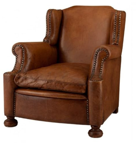 Casa Padrino Chesterfield Luxus Echt Leder Ohrensessel Harvard Vintage Leder Braun Club Sessel