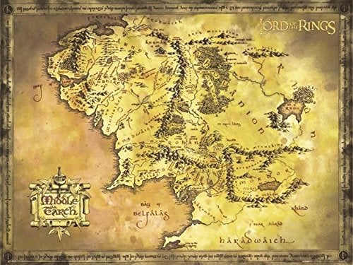 Close Up Poster Herr der Ringe - Karte von Mittelerde Riesenformat 135,5 x 98cm