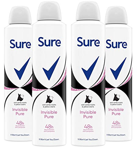 (4 PACK) Sure Women Crystal Invisible Pure 48h Anti-Perspirant Deodorant x 250ml
