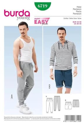 burda Schnittmuster Herren Jogginghose und Bermudas und Tunnelzughose #6719 Gr. 46-56
