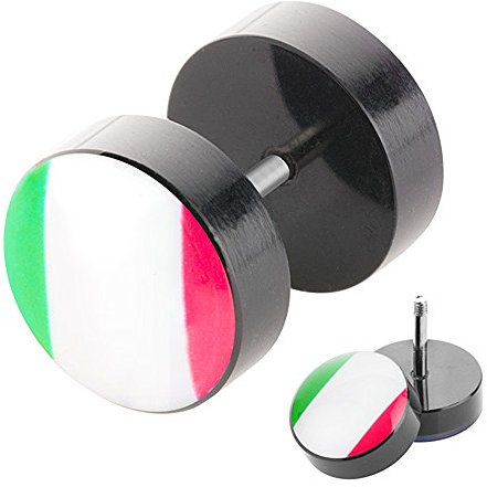 Piercingfaktor Fake Plug Piercing mit Länder Motiv Italien - 8mm