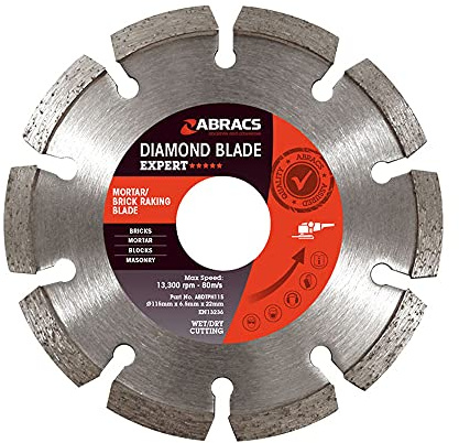 Abracs ABDBTPH115 Mortar/Brick Raking Diamond Blade - 115mm x 7mm x 22mm - Pack contains 1 piece