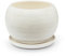 Pot de fleur ceramique Globe avec soucoupe support hauteur 13 cm diametre 15 cm couleur de beton creme