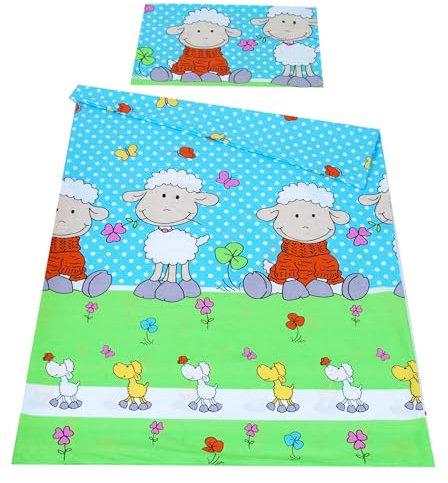 Babylux Bettwäsche Bezug 2 TLG. 100 x 135 cm / 90 x 120 cm Kinderbettwäsche Kind Bettset Baby Babybettwäsche (3. Grün Schaf, 90 x 120 cm)