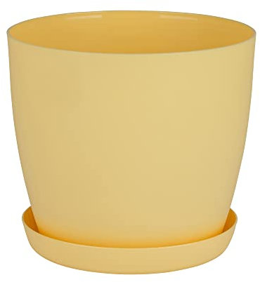 Home Garden Ornaments Plant Pots Indoor, Indoor Plant Pot - Decorative Flower Pots with Mat Surface and Plant Pot Saucer (Diameter: 14cm, Colour: Yellow)