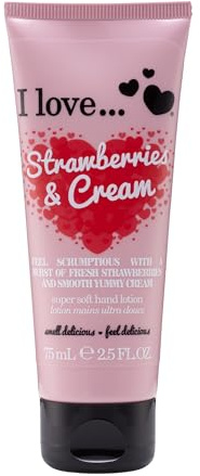 I LOVE Strawberries & Cream Hand Lotion – Handcreme mit Shea Butter & Kokosöl – Süß-fruchtiger Duft – Vegan 75ml