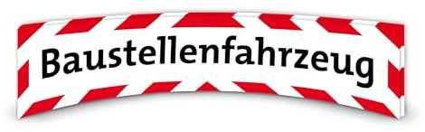 BAUSTELLENFAHRZEUG Auto Aufkleber Hinweis Baustelle Warnhinweis wetterfest & UV beständig 42cm Folie Sticker
