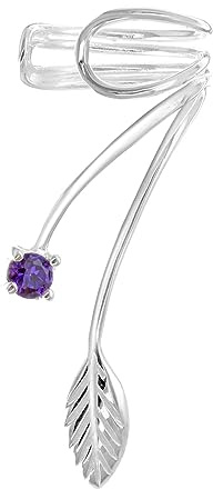 Tuscany Silver Damen Sterling Silber 3mm Kubik Zirkonia und Wire Leaf Ohr Cuff