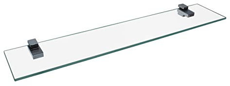 FACKELMANN Glasablage 60 cm/Wandregal für Badaccessoires/Maße (B x T): ca. 60 x 12 cm/Wandablage mit 6 mm Stärke/hochwertiges Glasregal mit Halterungen/Wandregal fürs Bad/Badregal fürs WC