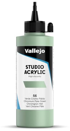 VALLEJO ACRYLIC STUDIO, PINTURA ACRÍLICA, 200ML, VERDE CHROMIUM PALIDO, Nº 56