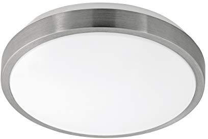 EGLO LED Deckenlampe Competa 1, 1 flammige Deckenleuchte | Material: Stahl und Kunststoff, Farbe: Nickel matt, weiß, Ø: 24,5 cm