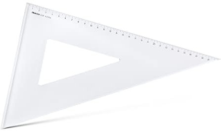 Aristo AR6031F Dreieck 60° mit Facette (lange Kathete 311mm, Hypotenuse 360mm, abriebfeste Tiefprägung der Teilung, Plexiglas) transparent