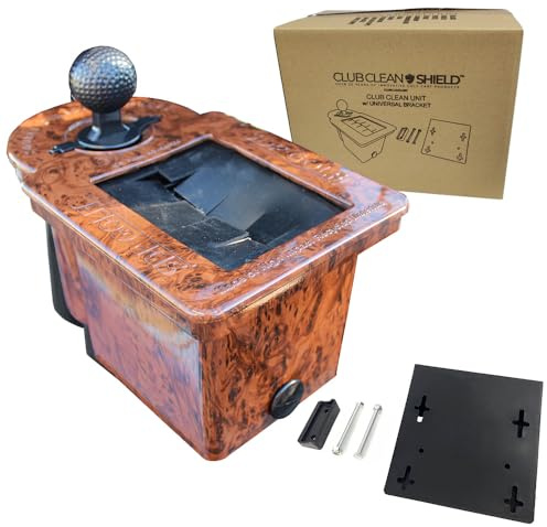 Club Clean - Original Ball and Club Cleaner/Washer with Universal Bracket for Golf Cars - Home Use - Single Chamber, Woodgrain