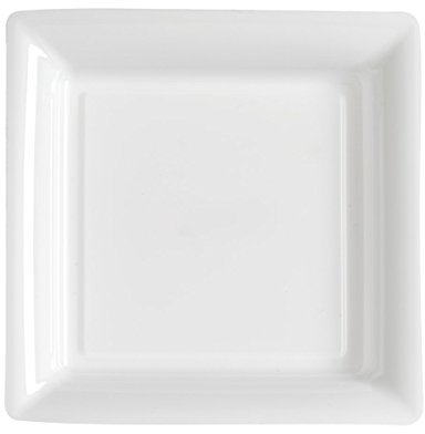 12 Assiettes carrées en Plastique Blanc 23.5 cm