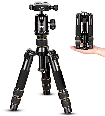 Koolehaoda Mini Trípode para Cámara con Cabeza de Bola de 360 Grados Aluminio 55cm Trípode de Viaje Portátil, Carga Máxima 10kg