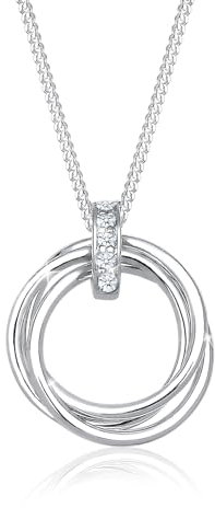 Elli DIAMONDS Halskette Damen Kreis Trio Anhänger mit Diamant (0.025 ct.) in 925 Sterling Silber