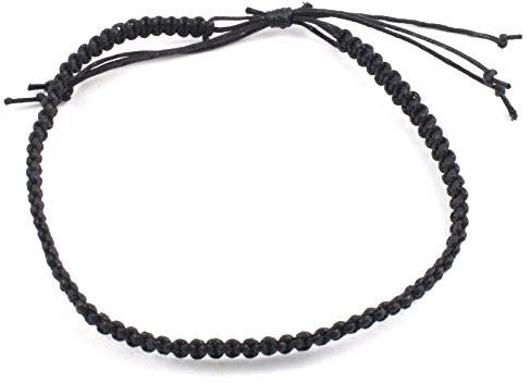 Men's Tribal Surfer Handmade Cotton Macrame Adjustable Anklet in 5 Colours (Black)