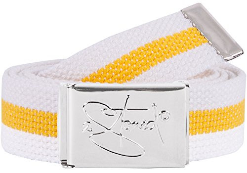 2Stoned Gürtel Canvas Belt Classic in Weiss-Gelb 3 cm breit mit Chromschnalle für Erwachsene und Kinder