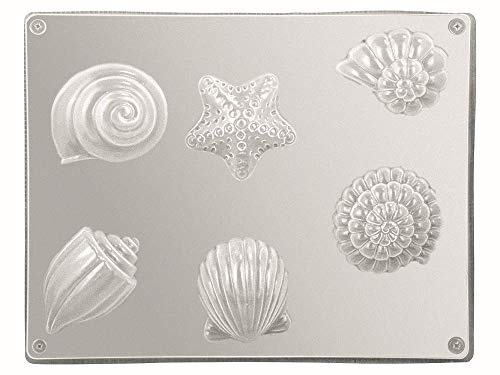 CREARTEC Gießform Muscheln 6 Motive 24x19 cm für Kreativgießmasse Beton Seife aus Polyethylen Ganzjährig nutzbar Ideal für kreative Gestaltung und Formen