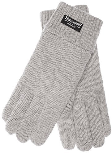 EEM Damen Strickhandschuhe, weiche Wolle, Thinsulate Thermofutter, grau S/M