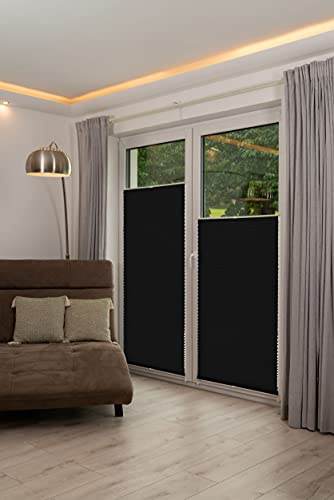 K-home Klemmfix-Plissee 110 x 130 cm (B x L) Anthrazit Lichtschutz +++ Moderne Crushed Optik +++