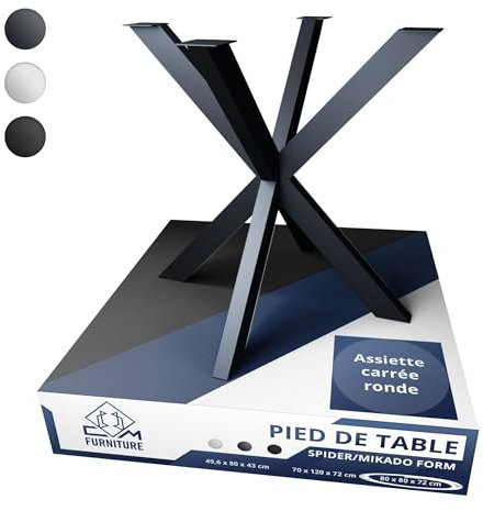 CM Furniture Pied de Table Spider Mikado pour Plateaux Ronds et Carrés Anthracite Hauteur 72 cm Structure en Croix Métal Montage Facile 72x80x80 cm Châssis de Table pour Basse à Manger Bureau
