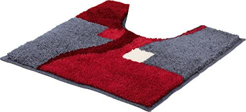 Erwin Müller WC-Umrandung Athen rutschhemmend rot Größe 50x50 cm - kuscheliger Hochflor, für Fußbodenheizung geeignet