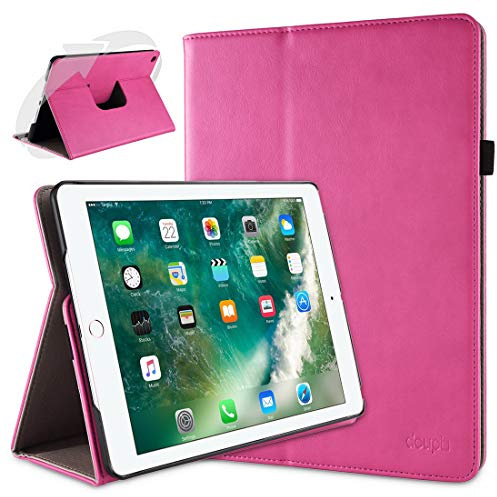 doupi Deluxe Schutzhülle für iPad Pro 9.7 Zoll, Smart Case Sleep/Wake Funktion 360 Grad drehbar Schutz Hülle Ständer Cover Tasche, pink