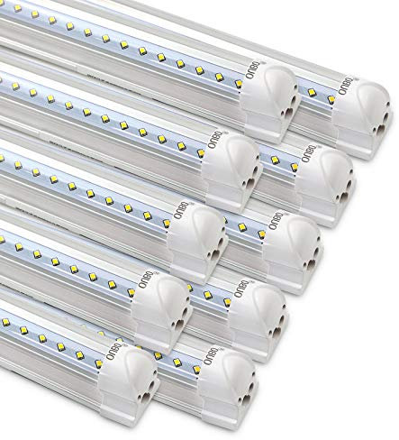 OUBO [10er Pack zum Sparpreis LED Leuchtstoffröhre mit Fassung komplett 60CM LED Tube T8 Röhre Leuchtstofflampe, 10 Watt 1350 Lumen, Naturweiss 4000K, Transparente Abdeckung