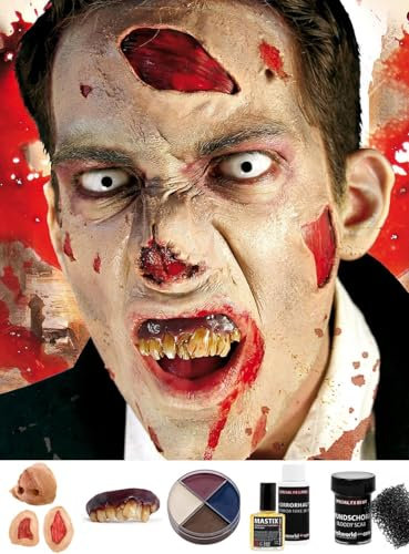 Maskworld Hochwertiges Make-Up Deluxe Set Zombie - Kostüm-Accessoire für Halloween, Karneval & Horror-Event