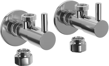 Design-Eckventil 2er-Pack Chrom massiv Anschluss 3/8' inkl. Rosette 7009