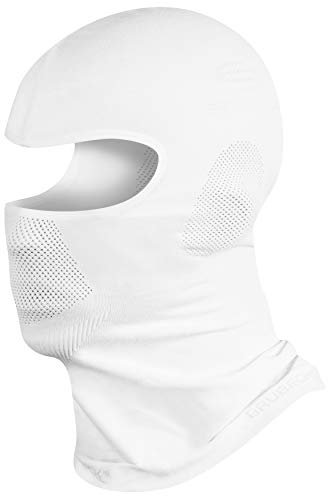 BRUBECK Sturmhaube Fahrrad | atmungsaktive Nahtlose Gesichtshaube | Balaclava Winter | Gesichtsmaske Snowboard | Skimaske | Motorradmaske| Mask Seamless | Weiß | Gr. L - XL | KM00010