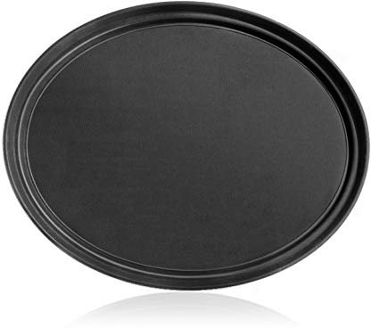 New Star 25453 NSF Kunststoff Oval Gummi gefüttert Rutschfestes Tablett, 20,5 von 25.25-inch, schwarz