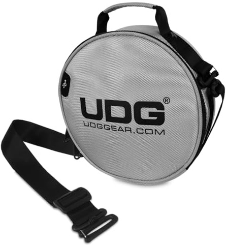 UDG Ultimate DIGI Headphone Bag, Silver (U9950SL) | Compact headphone bag for DJs; padded compartment, accessories pocket, adjustable shoulder strap