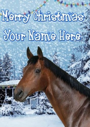 refPIDHO1 Weihnachtskarte, Motiv: Pferd, A5, personalisierbar
