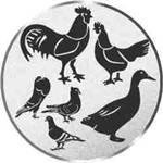 Pokal / Medaille Emblem, Motiv Geflügel, Durchmesser 50 mm, silber