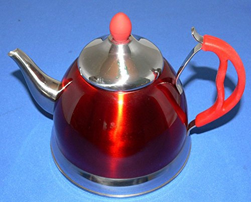 Prima Kitchenware 11168C Retro Stove Top Kettle & Teapot Combined. Metallic Red & Chrome. Suitable for Ceramic-Induction Hob, 1.5 liters
