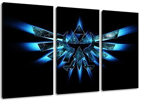 ps-art Hyrule Emblem, Zelda Motiv, 3-teilig auf Leinwand (Gesamtformat: 120x80 cm), Hochwertiger Kunstdruck als Wandbild. Billiger als EIN Ölbild! Achtung KEIN Poster oder Plakat!