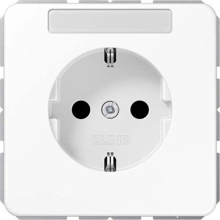 Jung Schuko Steckdose 16 A 250 V Bruchsicher mit Berührungsschutz und Schriftfeld 6 x 37 mm Serie CD Alpinweiß, 1 Stück, CD 1520 BFKINA WW