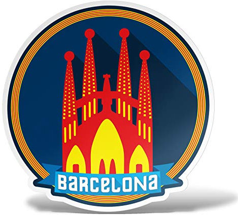 erreinge Sticker Barcelona Spanien Souvenirs Shaped Adhesive PVC für Abziehbild Tapete Auto Moto Helm Camper Laptop - 10 cm