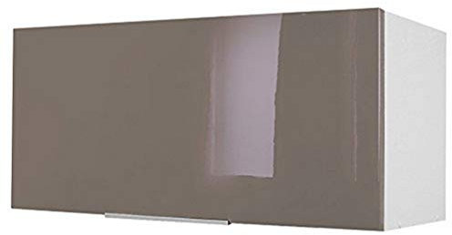 BERLIOZ CREATIONS CH8HT Hängeschrank für Küche mit Dunstabzugshaube, in taupefarbenem Hochglanz, 80 x 34 x 35 cm, 100 Prozent französische Herstellung