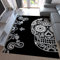 Designer Teppich Schwarz Weiß Kunstvoll Modern Totenkopf Motiv, Maße:160x230 cm